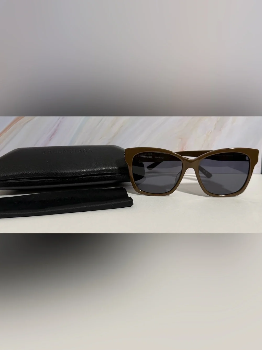 Balenciaga Mocha Brown Oversized Sunglasses BB0102SA 009 NWT